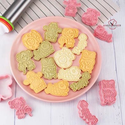 เซ็ทพิมพ์กดคุ้กกี้ ตรุษจีน ถุงทอง 6 ลาย