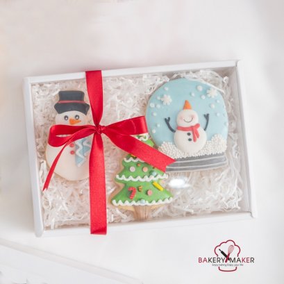 กล่องคุ้กกี้สีขาว ฝาพลาสติกใส 5 ใบ