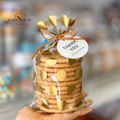 ถุงพลาสติก ลายจุด สีทอง 20 ใบ