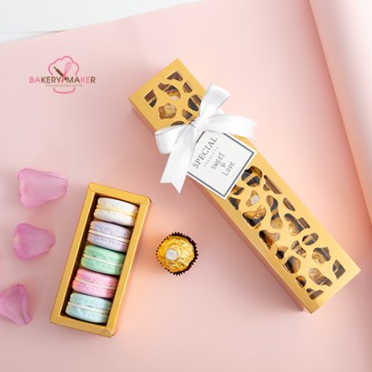 กล่องมาการอง/ช็อคโกแลต ลายฉลุ สีทอง 2 ขนาด