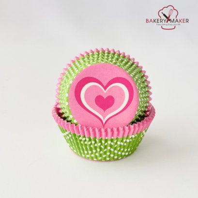 ถ้วยคัพเค้กกระดาษ ปากจีบ หัวใจ 100 ใบ