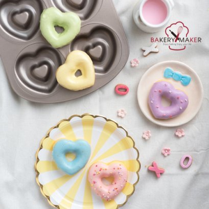 พิมพ์โดนัท หัวใจ 6 หลุม Donut Teflon