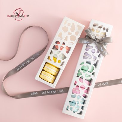 กล่องมาการอง/ช็อคโกแลต ลายฉลุ สีขาว 2 ขนาด