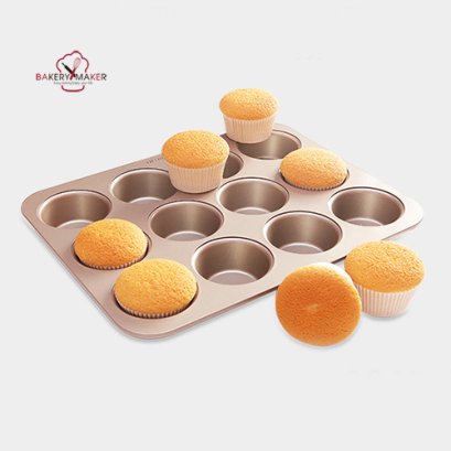 ถาดอบมัฟฟิน 12 หลุม Teflon Chefmade