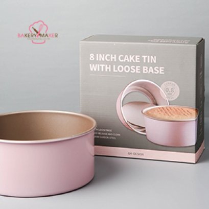 พิมพ์เค้ก เทฟลอน กลม ถอดก้น 1 , 3 ปอนด์ สีชมพู