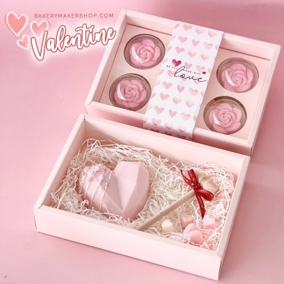 กล่องชมพู ฝาเลื่อนใส 6 ช่อง หลุมกลม แพค 5ใบ