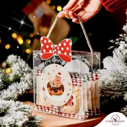 กล่องพลาสติกพิมพ์ลายคริสมาสต์คละ 4 ลาย 5 ใบ