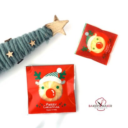 ถุงฝากาว หน้ากวาง reindeer แดง 2 ขนาด (50 ใบ)