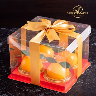 กล่องเค้กใส ฐานแดง 1 ปอนด์ ฝาใส