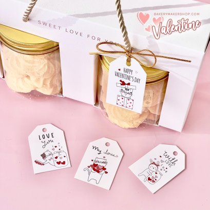 เซ็ทป้ายแท็กพร้อมเชือก คละ 4 แบบ Valentine 20 ชิ้น