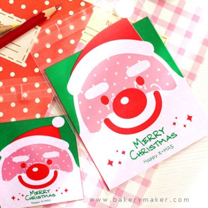 ถุงฝากาว หน้าSanta Claus เขียว 2 ขนาด (50 ใบ)