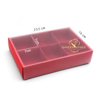 กล่องกระดาษสีแดง ฝาขุ่น เลื่อน 6 ช่อง