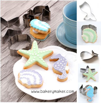 พิมพ์กดคุ้กกี้ธีมทะเล Sea Cookies 5 ชิ้น