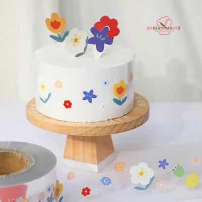 พลาสติกเนื้อนิ่มพันรอบเค้ก ลายดอกไม้