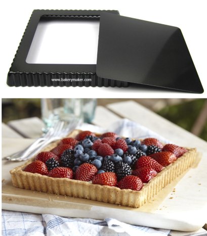 พิมพ์ทาร์ต สี่เหลี่ยมจตุรัส ถอดก้น 8&quot; เทฟลอน