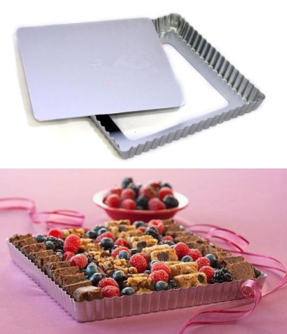 พิมพ์ทาร์ต จตุรัส 8&quot; อลูมิเนียม ถอดก้น