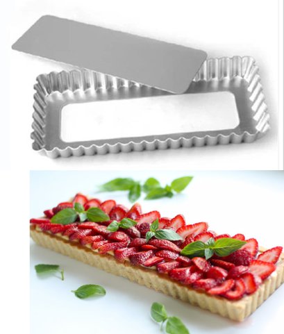 พิมพ์ทาร์ต สีเหลี่ยมผืนผ้า ถอดก้น 10 &quot; อลูมิเนียม