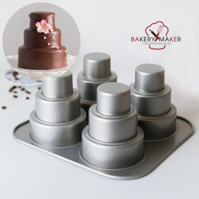 พิมพ์เค้ก 3 ชั้น 4 หลุม เทฟลอน