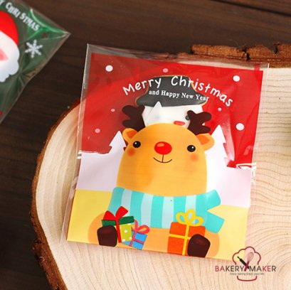 ถุงฝากาว กวาง reindeer ถือของขวัญ (50ใบ)