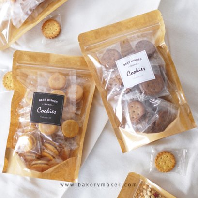 ถุงซิป หน้าใส - หลังกระดาษคราฟท์  20 ใบ