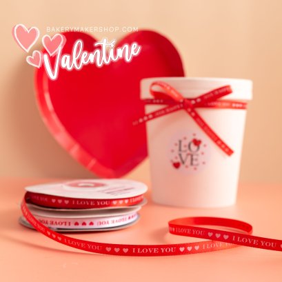 ริบบิ้น I LOVE YOU สีขาว , แดง