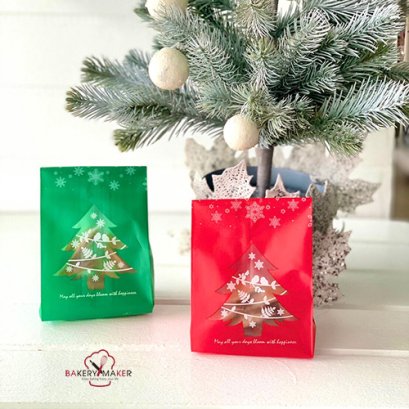 X&#039;mas tree ถุงขนม ต้นสน สีแดง , เขียว