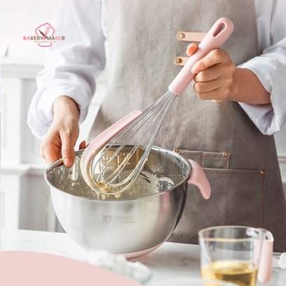 ตะกร้อมือพร้อมซิลิโคนสำหรับปาด 1 ชิ้น