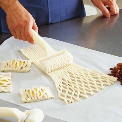 ลูกกลิ้งตัดแป้งโดว์ ลายตาข่าย Pie, Pastry Dough Lattice Cutter