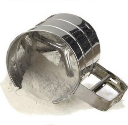 ถ้วยร่อนแป้งสแตนเลส แบบบีบ