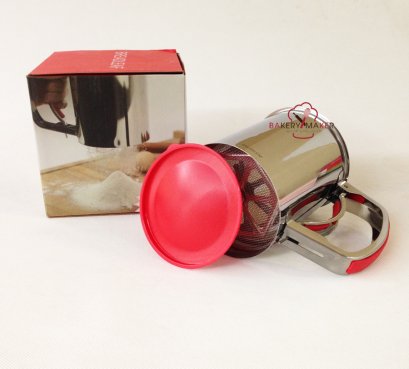 ที่ร่อนแป้งสแตนเลส แบบบีบ พร้อมฝาปิด BREADLEAF