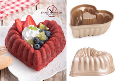 พิมพ์ปล่อง รูปหัวใจ Bundt Cake Teflon Chefmade