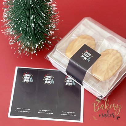 สติกเกอร์ สีดำ Happy new year 18ดวง