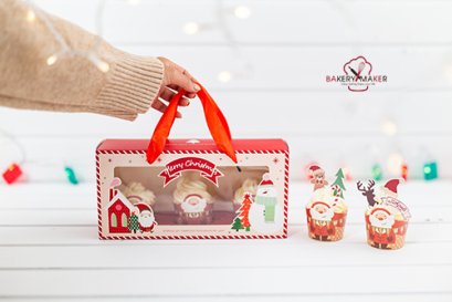 X&#039;mas กล่องคัพเค้ก 3 ชิ้น
