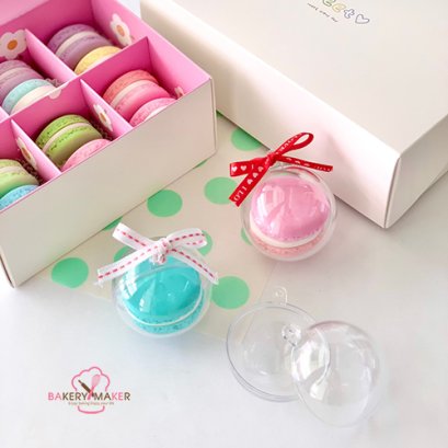 พลาสติกใส ทรงกลม มาการอง 10 ใบ