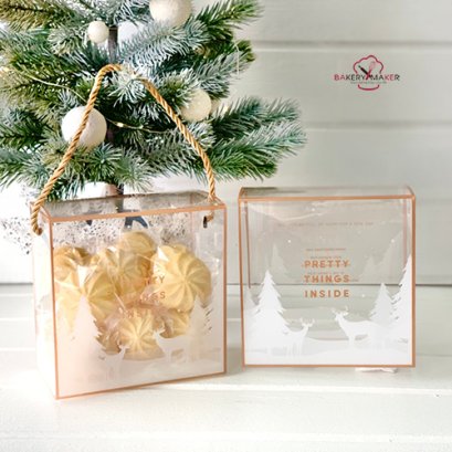 กล่องใสพิมพ์ลาย X&#039;Mas เชือกหิ้ว แพ็ค 5 ใบ