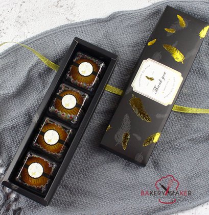 เซ็ทกล่อง ลายขนนกดำ-ทอง Thank you 5 ใบ