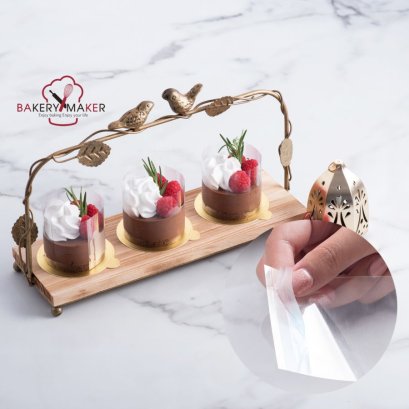 พลาสติกแข็ง พันเค้ก มีแถบกาว 50 แผ่น