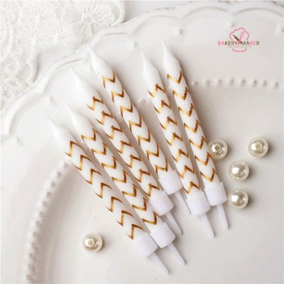 เทียนลายเส้น สีเงิน , สีทอง 6 เล่ม