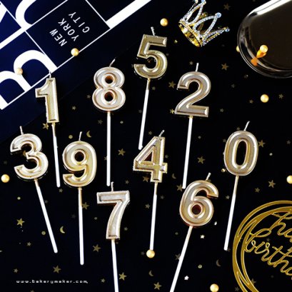 เทียนตัวเลขสีทอง 1 ชิ้น