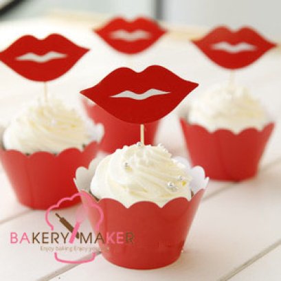 เซ็ทกระโปรงคัพเค้ก + ป้ายปัก Lips 12 ชุด