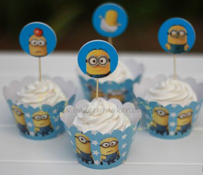 Minion เซ็ทกระโปรงคัพเค้ก + ป้ายปัก 12 ชุด