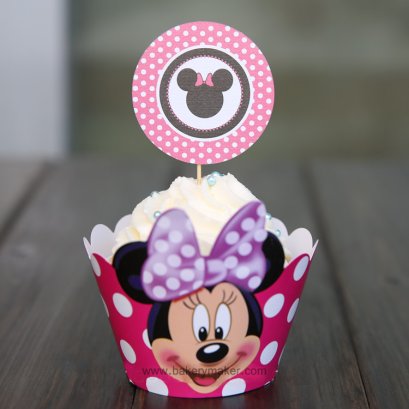 Minnie Mouse เซ็ทกระโปรงคัพเค้ก + ป้ายปัก 12 ชุด