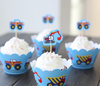 Transport เซ็ทประโปรงคัพเค้ก + ป้ายปัก 12 ชุด