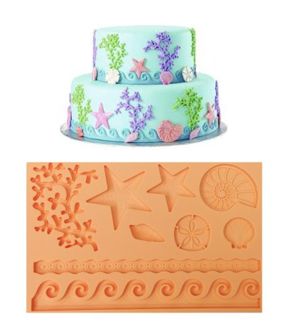 พิมพ์ฟองดองท์ ธีมทะเล 9 ช่อง