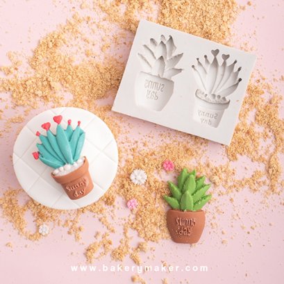 พิมพ์ฟองดองท์ กระบองเพชร 2 ช่อง