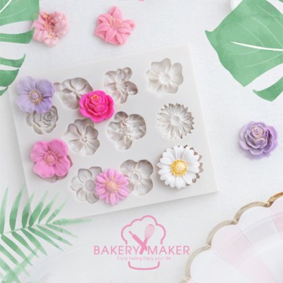 พิมพ์ฟองดองท์ รูปดอกไม้คละแบบ 11 ช่อง