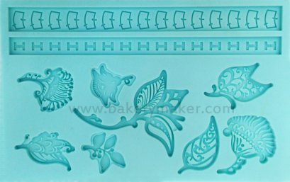 พิมพ์ฟองดองท์ ดอกไม้ ใบไม้