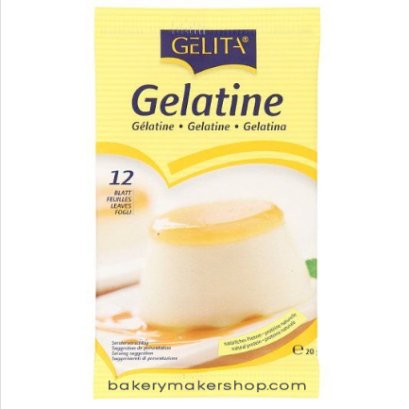 เจลลาตินแผ่น 20 กรัม Gelatine Gelita