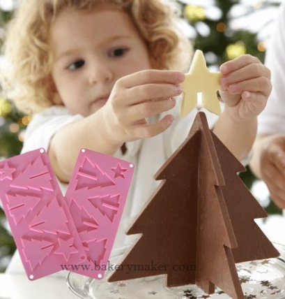 พิมพ์ซิลิโคน ช็อคโกแลต ต้นสน 3D