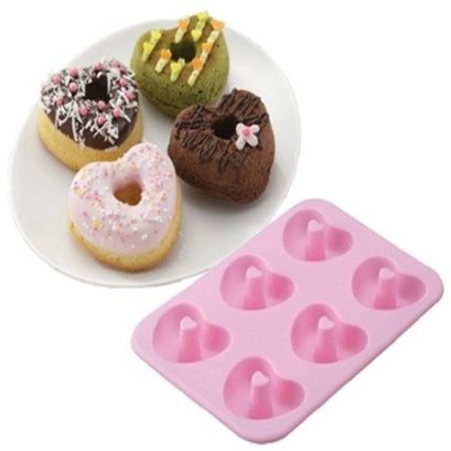 พิมพ์ซิลิโคน โดนัท รูปหัวใจ 6 หลุม